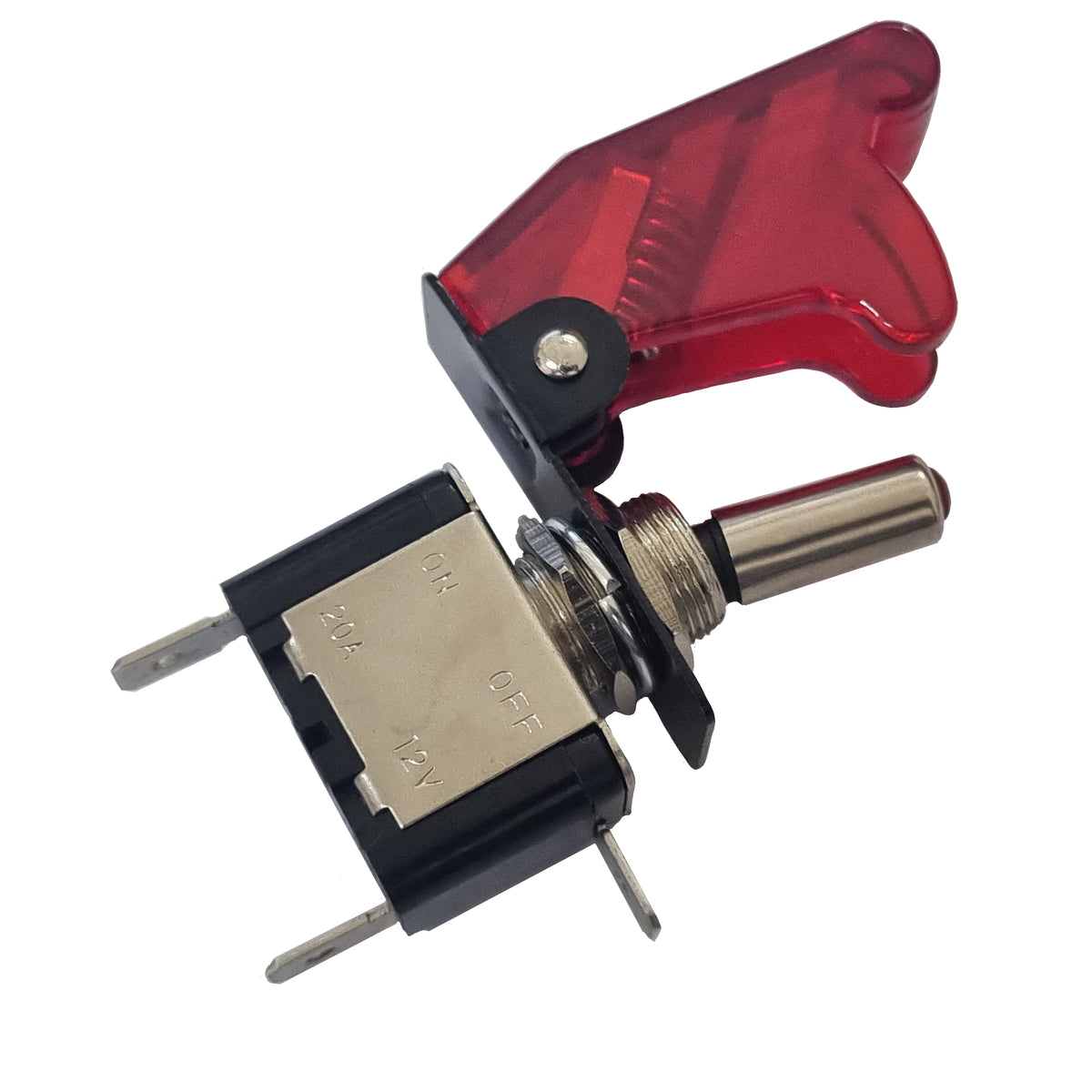 Toggle Switch with Safety - Red or Blue LED Indicator