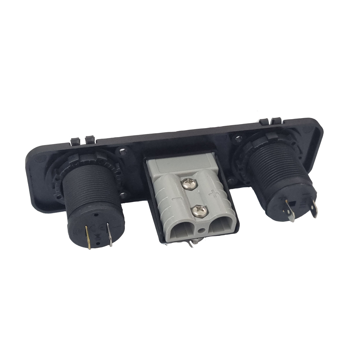 Square Brad Harrison Connector Panel With 12V Cigarette Lighter Socket & Dual USB (1A & 2.1A)  Socket