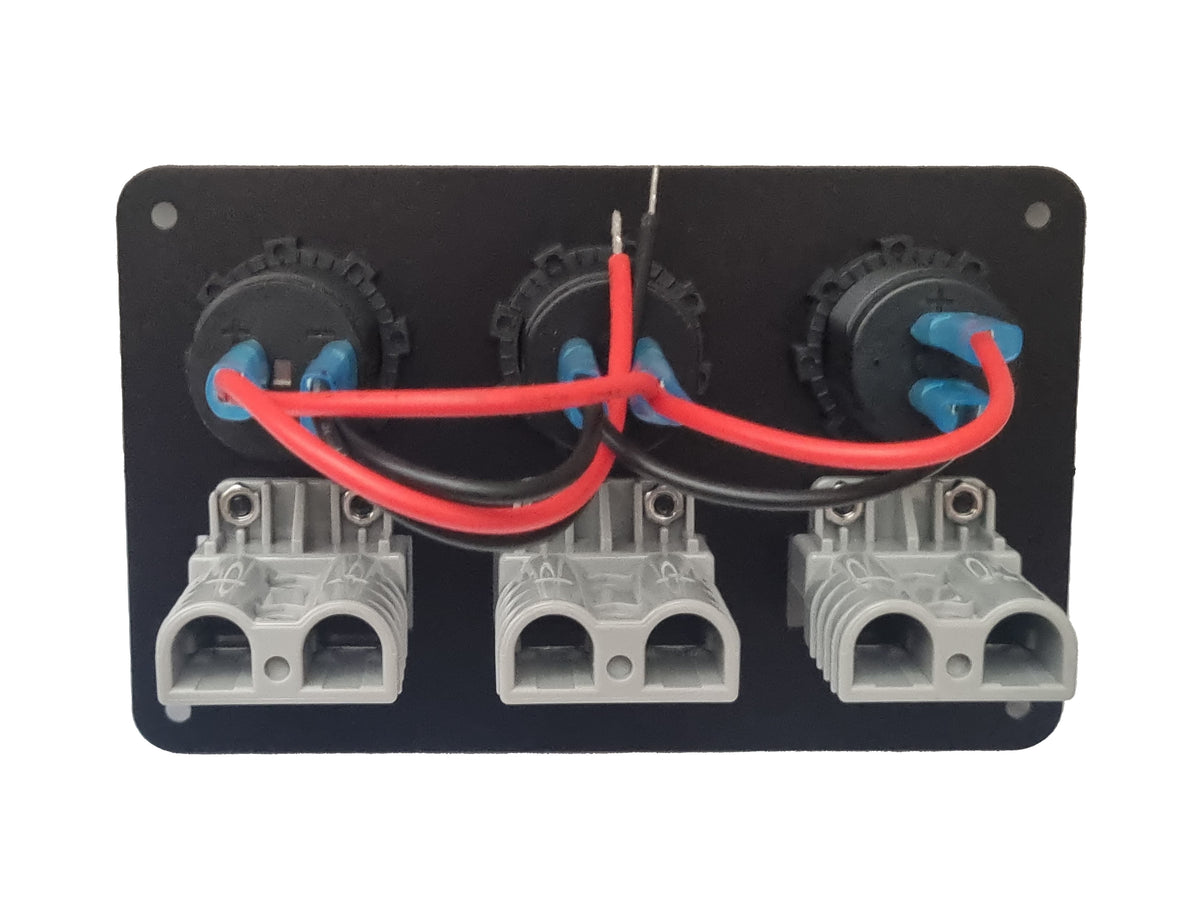 Multi Panel - Triple 50A Brad Harrison Panel with Voltmeter, Dual USB Charger & 12V Power Socket