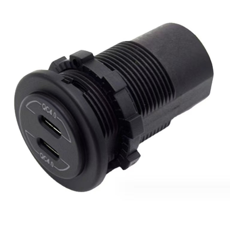 Dual QC4.0 Type-C USB Socket Charger - Blue LED