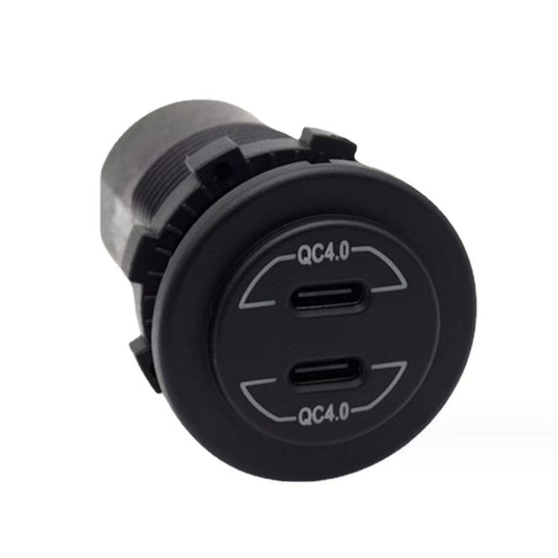 Dual QC4.0 Type-C USB Socket Charger - Blue LED