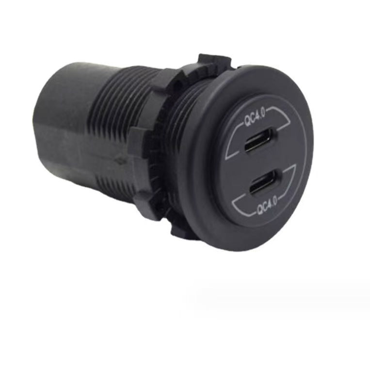 Dual QC4.0 Type-C USB Socket Charger - Blue LED