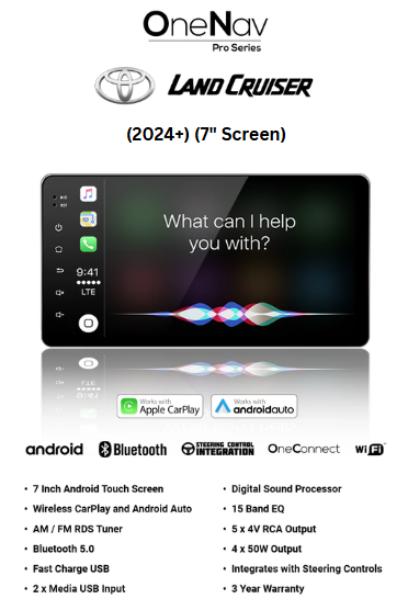 OneNav for Toyota Land Cruiser Pick Up - 7 Inch + (2024+) Free Reverse Camera