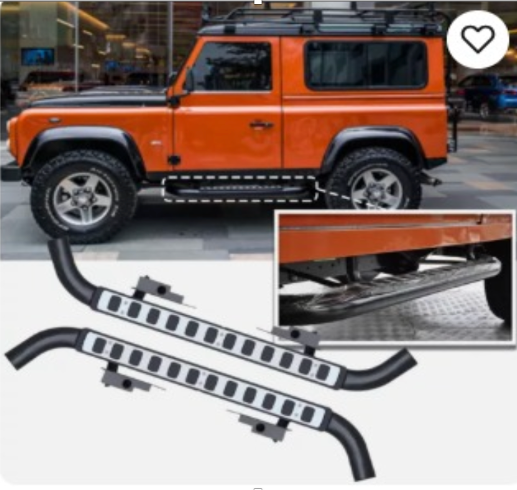 Land Rover Defender 90 Side Steps (Silver and black)