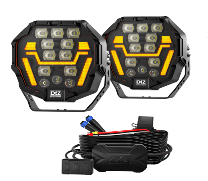 9 Inch LED Spotlight White + Amber Set of 2
