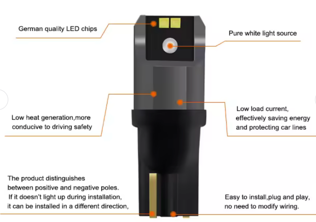 T10 12V LED 6000K Cool White