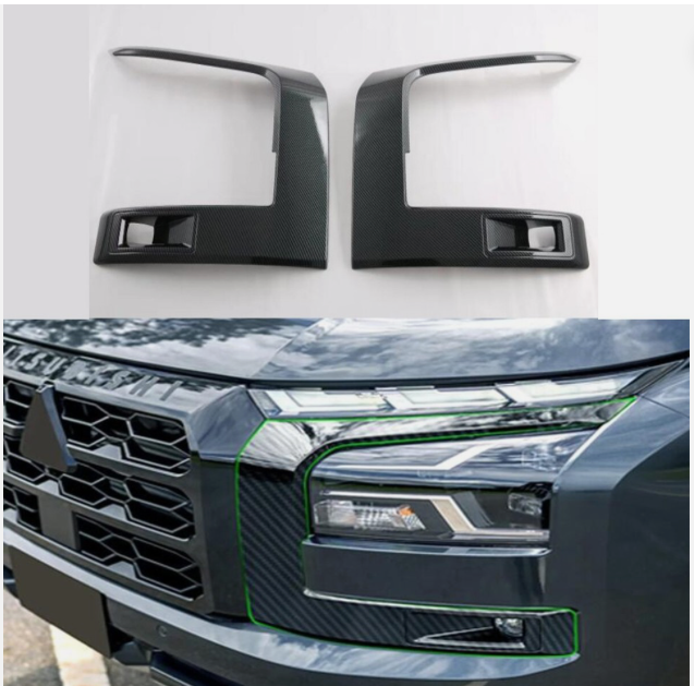 Mitsubishi Triton 2025 Side Front BumperCover and Foglight Cover Carbon Fiber look a like