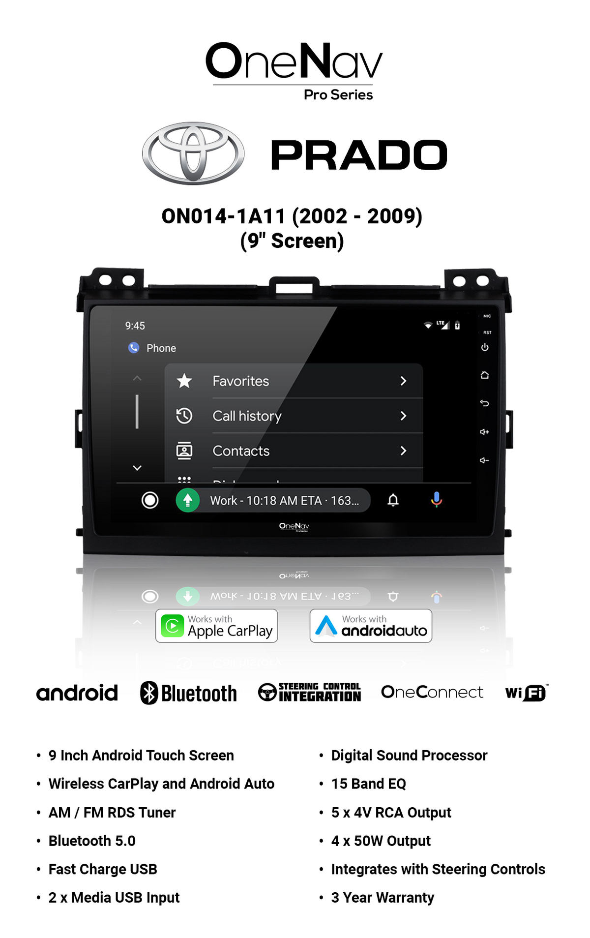 OneNav for Toyota Prado + Free Reverse Camera