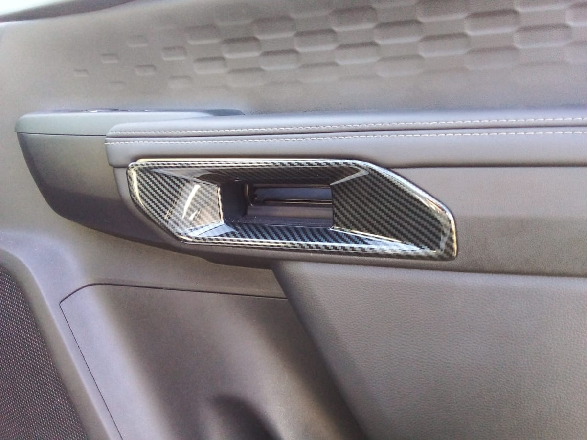 Ford Ranger Next Gen (2022+) Interior Door Handle Covers (Double Cab) Carbon fibre (look a like)