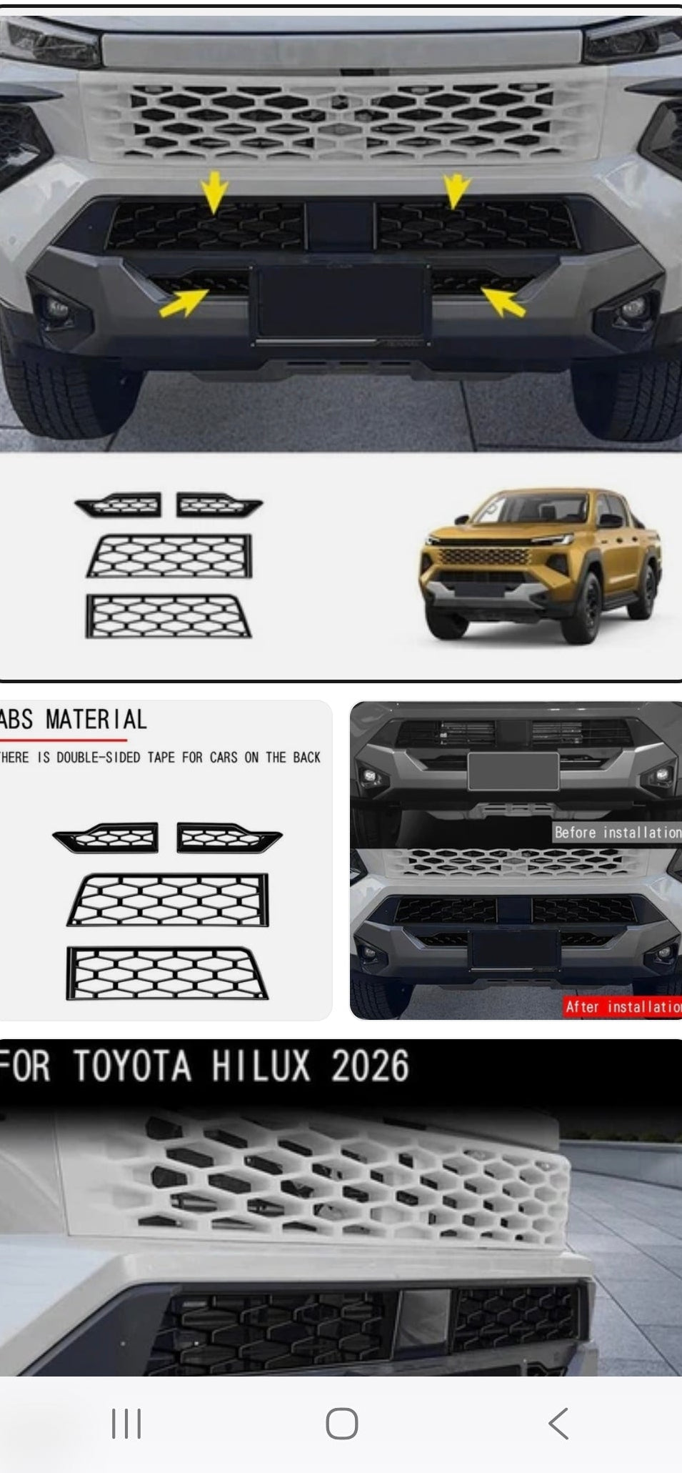 Toyota Hilux GD6/Travi 2026 Front grill cover matt black