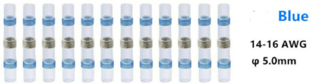 Heat Shrink Solder Sleeve Crimpless Butt Connectors Blue 14-16 AWG - the4x4store.co.za