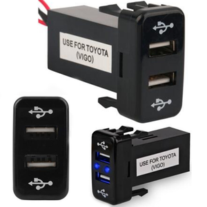 Toyota Dual USB Charger 2.1A x 2 Blue LED 40x20mm