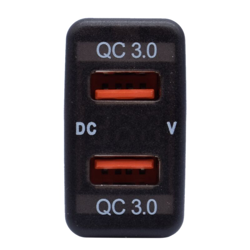 40x20mm Toyota Vigo Dual USB QC3 Charger With Volt Meter Blue