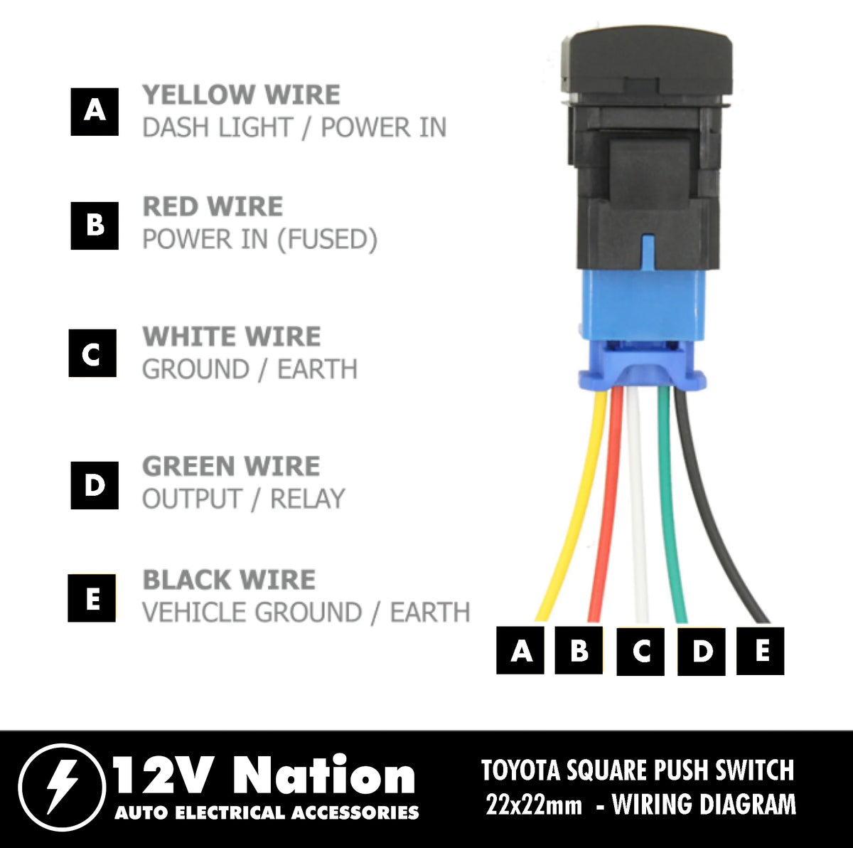 Toyota 22x22mm Push Switch Blank - Engraving Optional