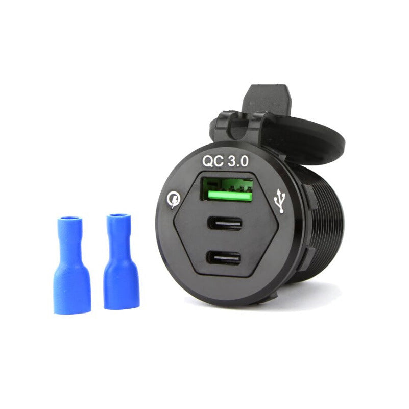 QC3.0 USB &amp; Dual PD Type-C Ports - Blue LED