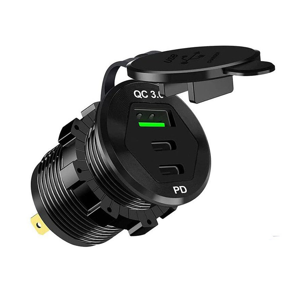 QC3.0 USB &amp; Dual PD Type-C Ports - Blue LED