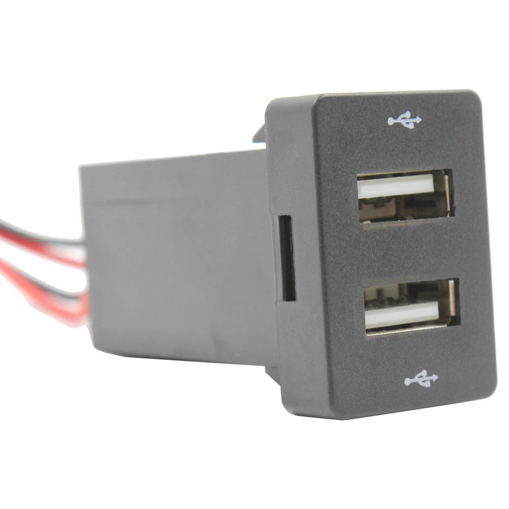 Dual Toyota REVO 2.1A + 2.1A USB Charger 32x20mm - Blue LED