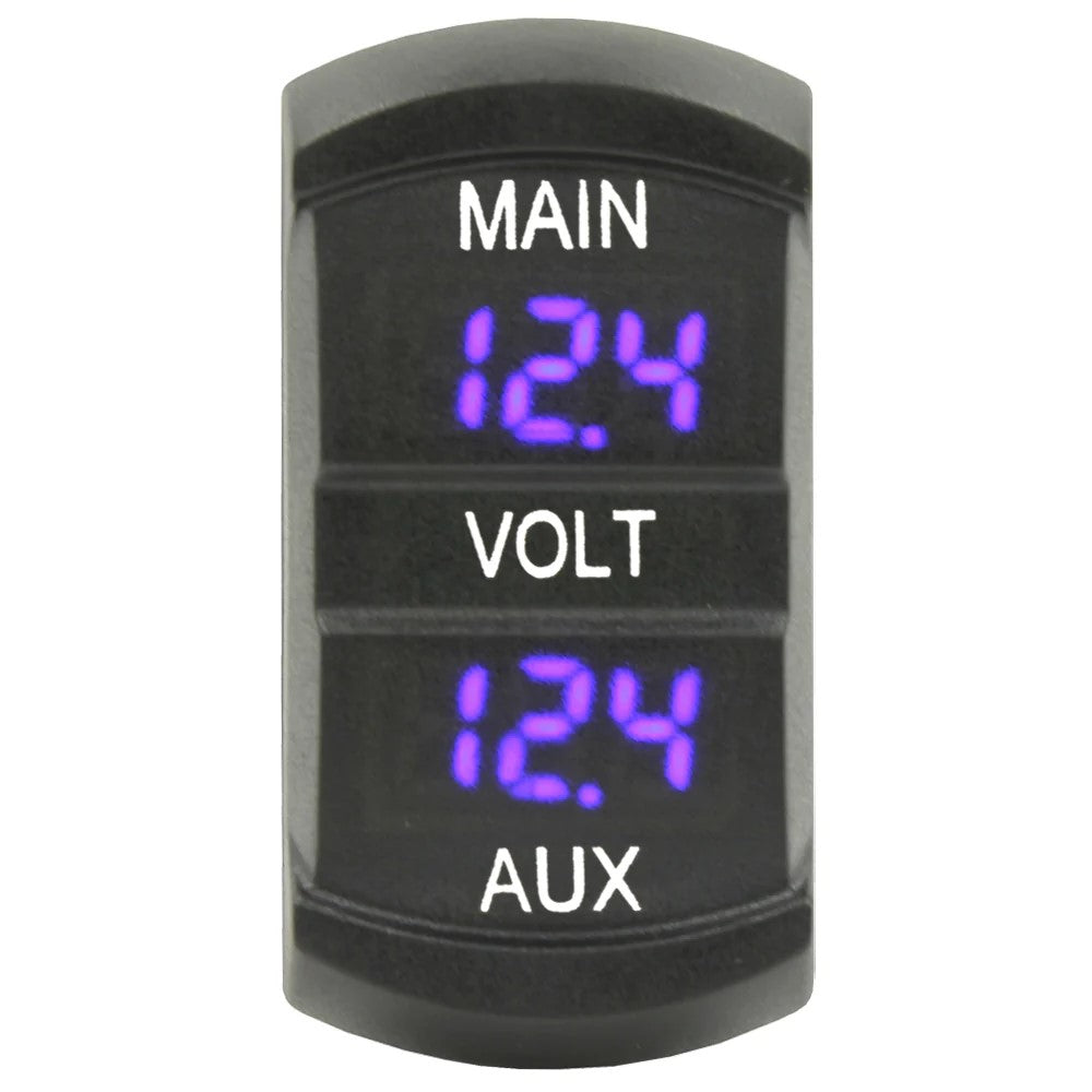 Dual Voltmeter 9V-36V Rocker Switch Size - Blue LED