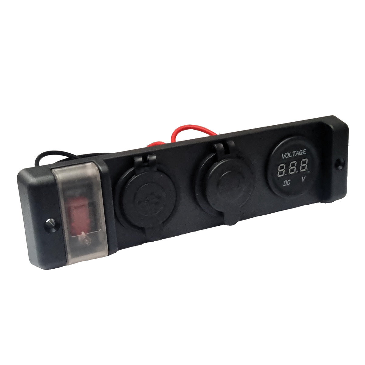 Multi Panel - 12V Power Socket, Voltmeter &amp; Dual USB Charger with ON/OFF Switch