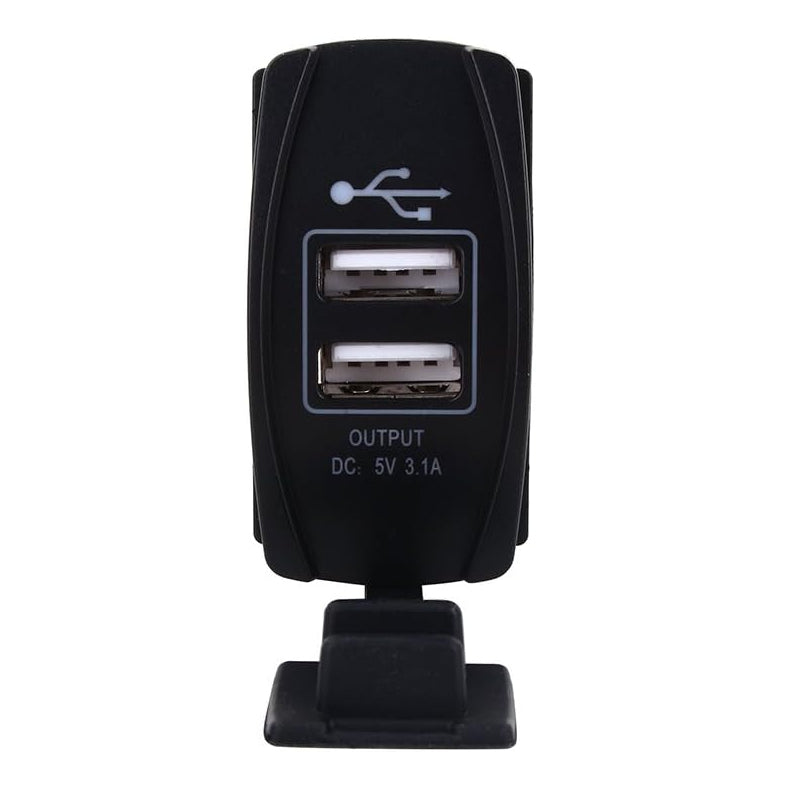 Dual 3.1A Rocker Style USB Charger - Blue LED
