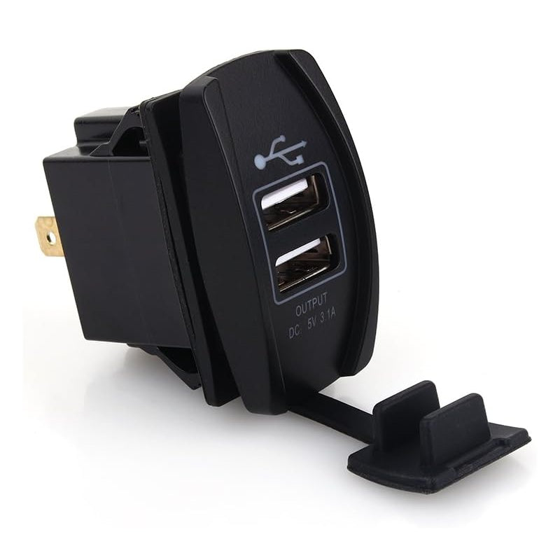 Dual 3.1A Rocker Style USB Charger - Blue LED