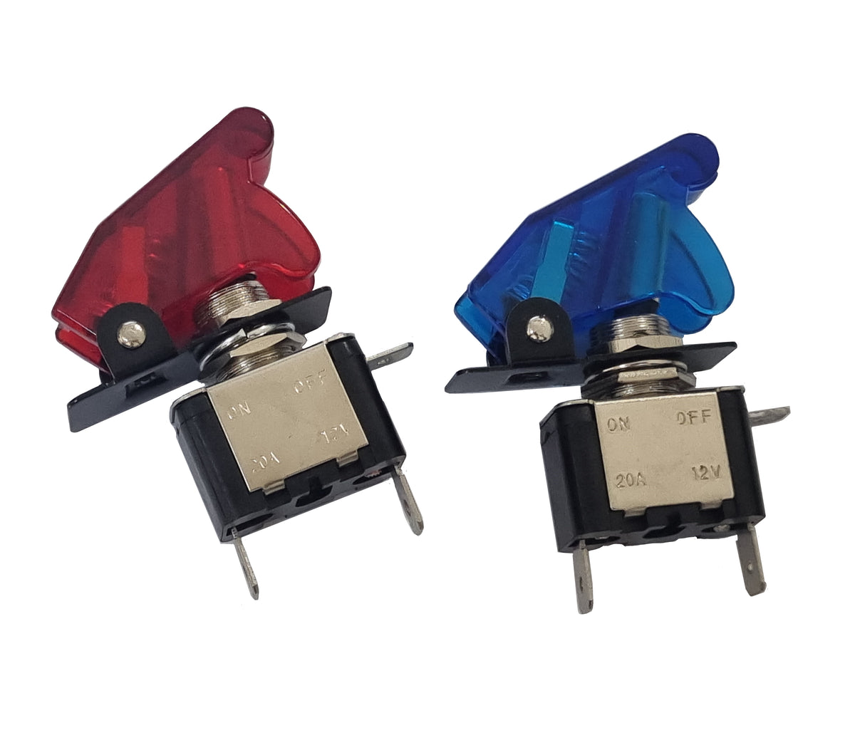 Toggle Switch with Safety - Red or Blue LED Indicator