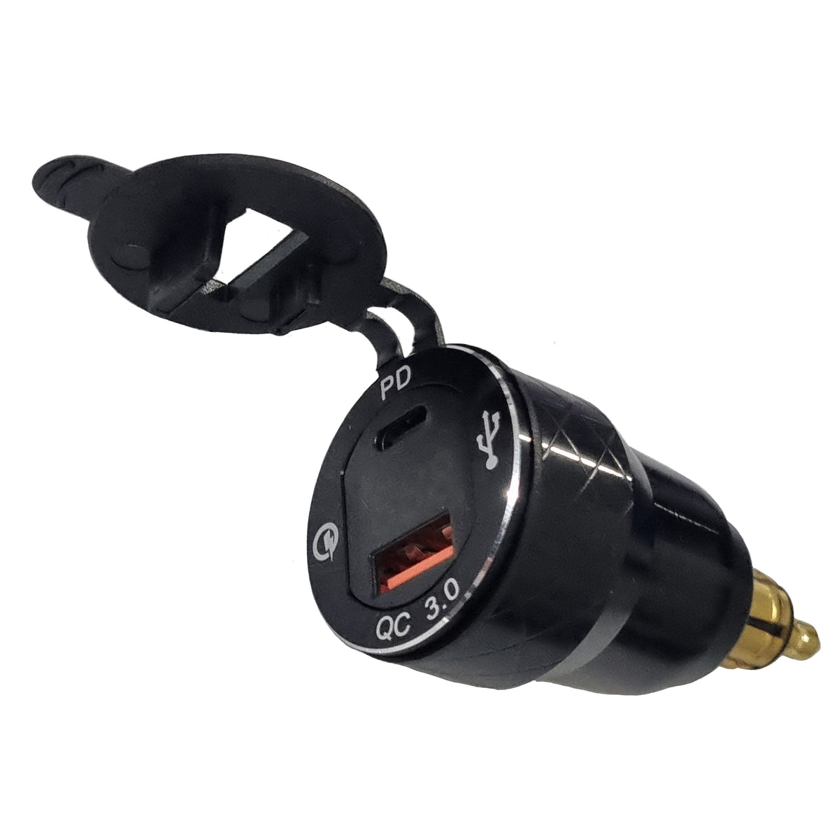 Hella Socket QC3 USB &amp; Type-C Charger With Voltmeter - Blue LED