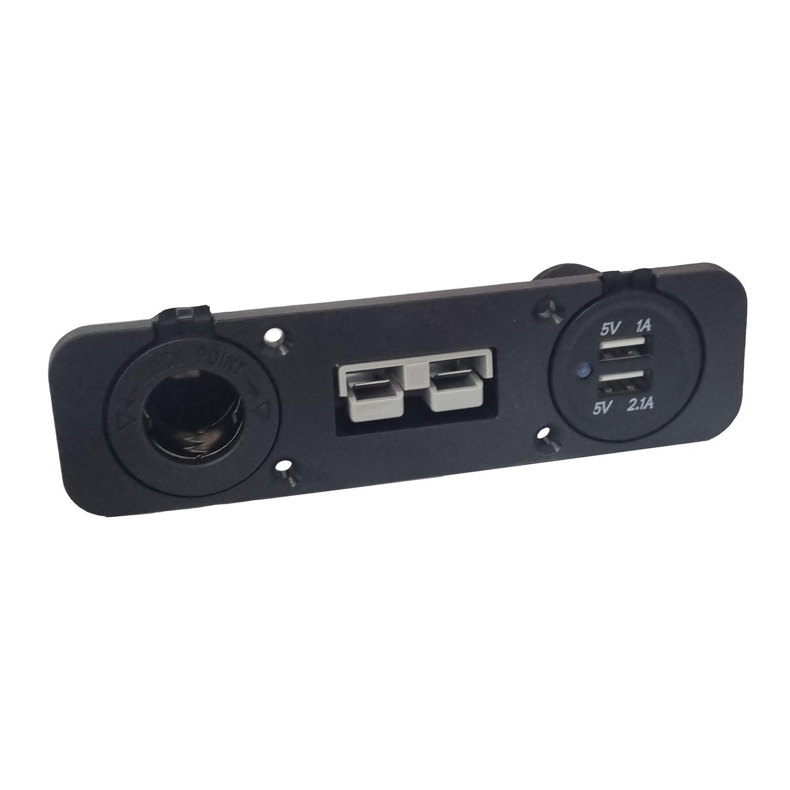 Square Brad Harrison Connector Panel With 12V Cigarette Lighter Socket & Dual USB (1A & 2.1A)  Socket