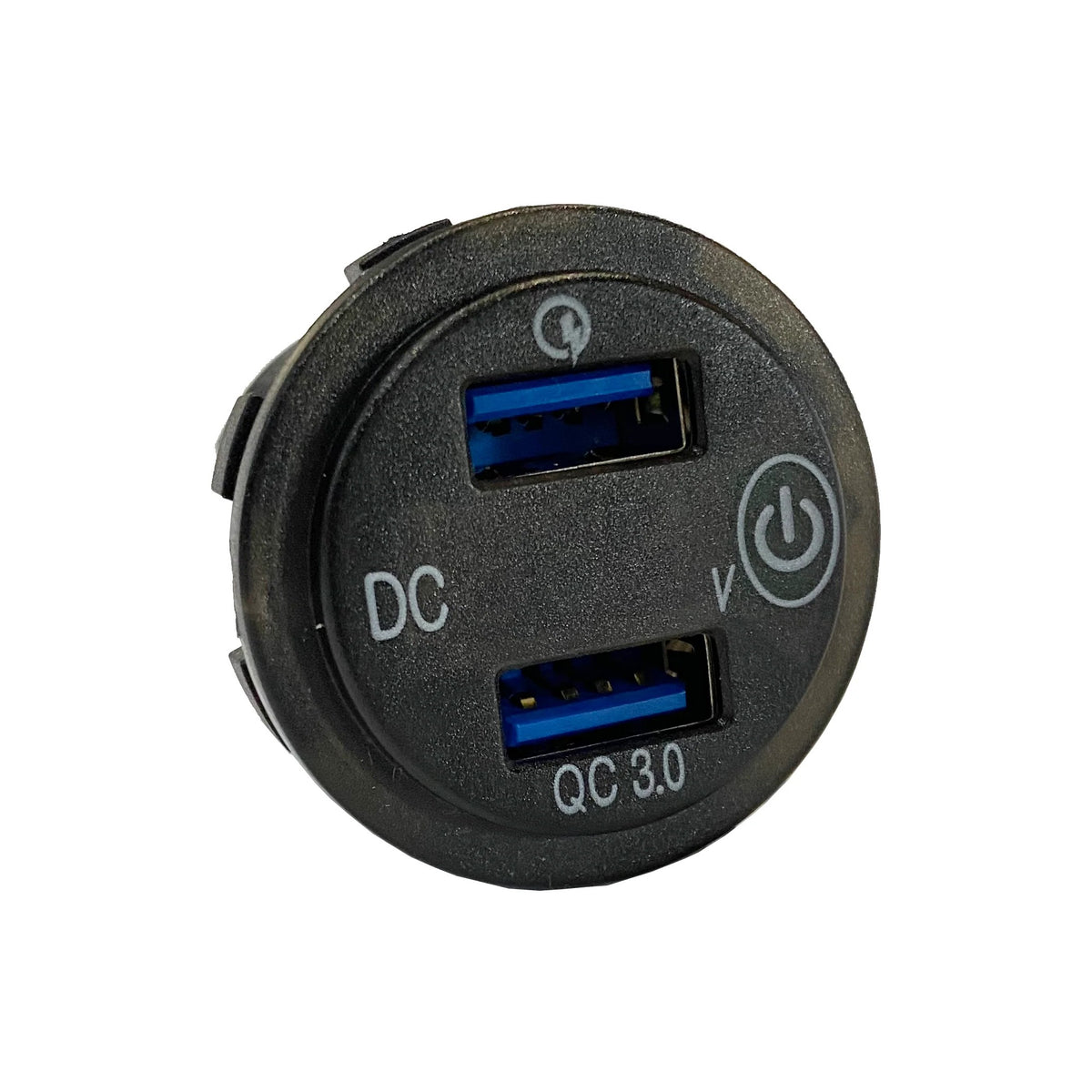 Dual USB QC3.0 Socket Charger With Voltmeter &amp; On/Off Switch - Blue LED