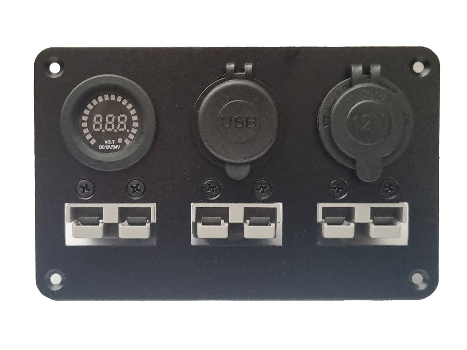 Multi Panel - Triple 50A Brad Harrison Panel with Voltmeter, Dual USB Charger & 12V Power Socket
