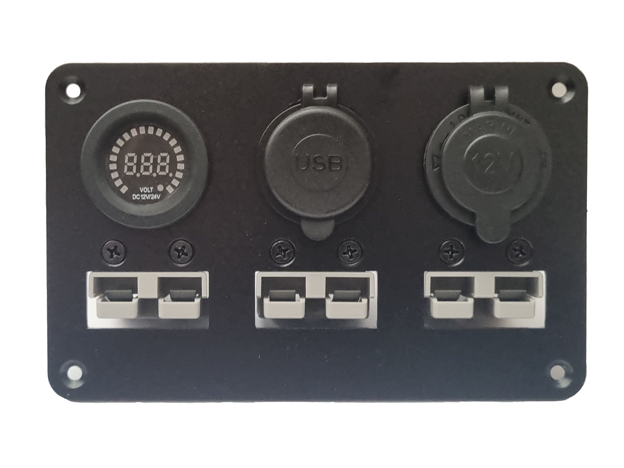 Multi Panel - Triple 50A Brad Harrison Panel with Voltmeter, Dual USB Charger & 12V Power Socket