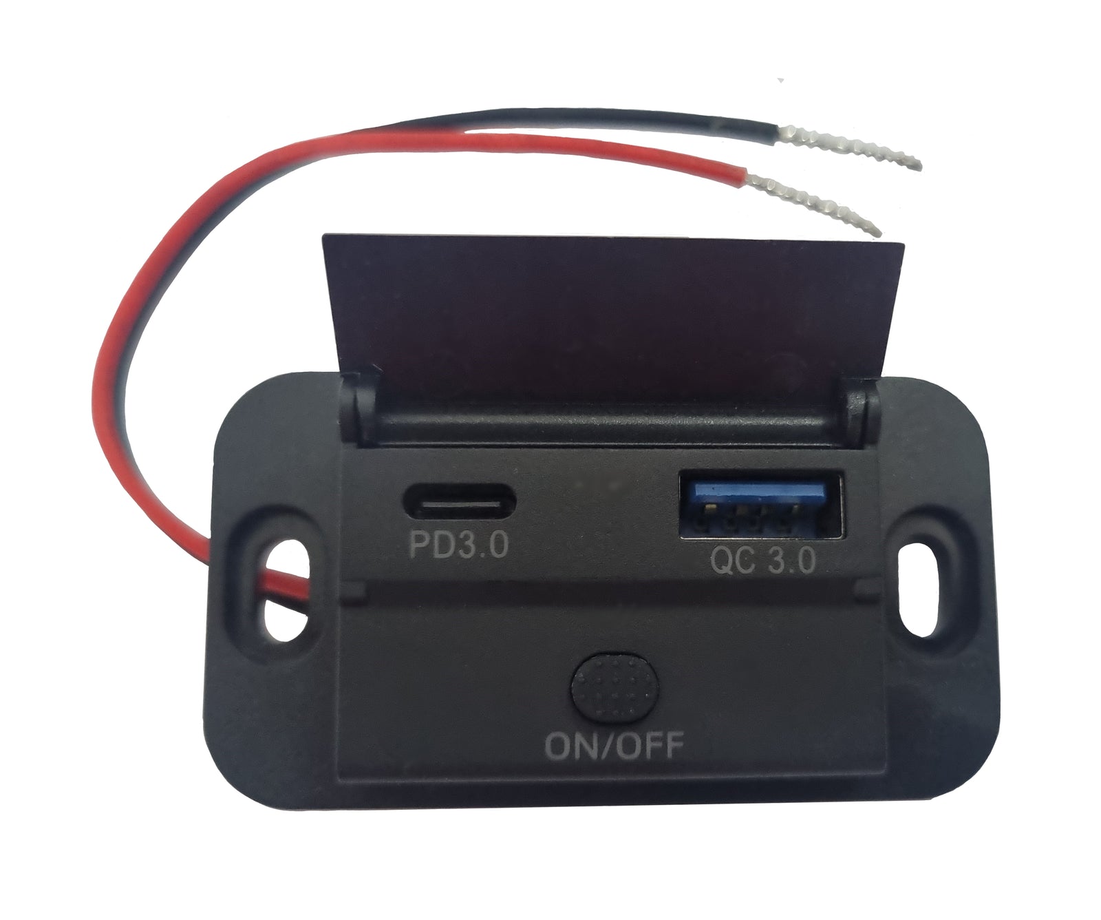 Dual QC3.0 USB & PD3.0 Type-C Wall Plate Charger with On/Off Switch - Hinge Cover