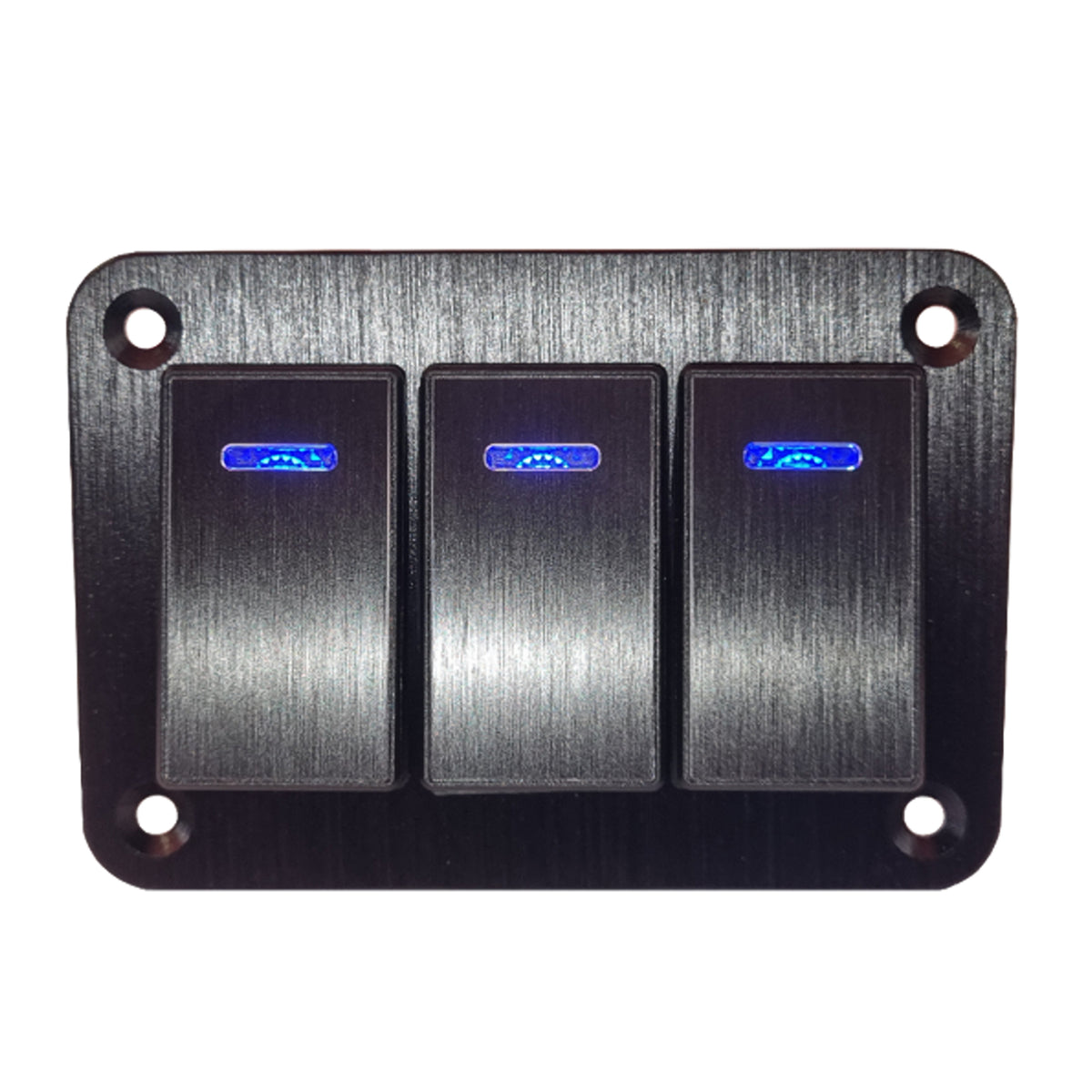 3 Gang Switch Panel Metal - Black / Silver