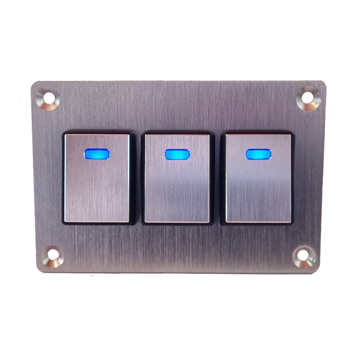 3 Gang Switch Panel Metal - Black / Silver