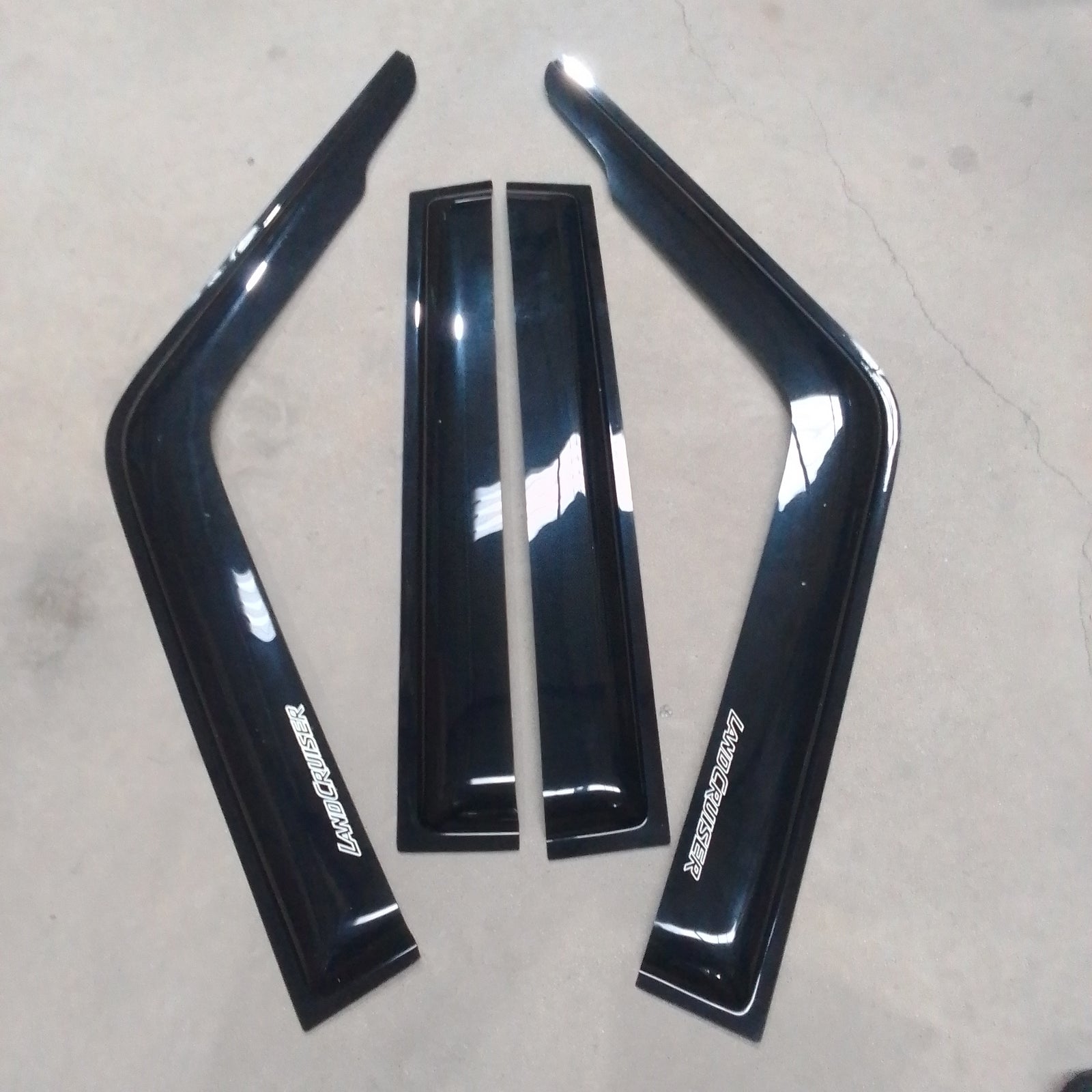 Land Cruiser 70 Series Weather guards (gloss black) with logo