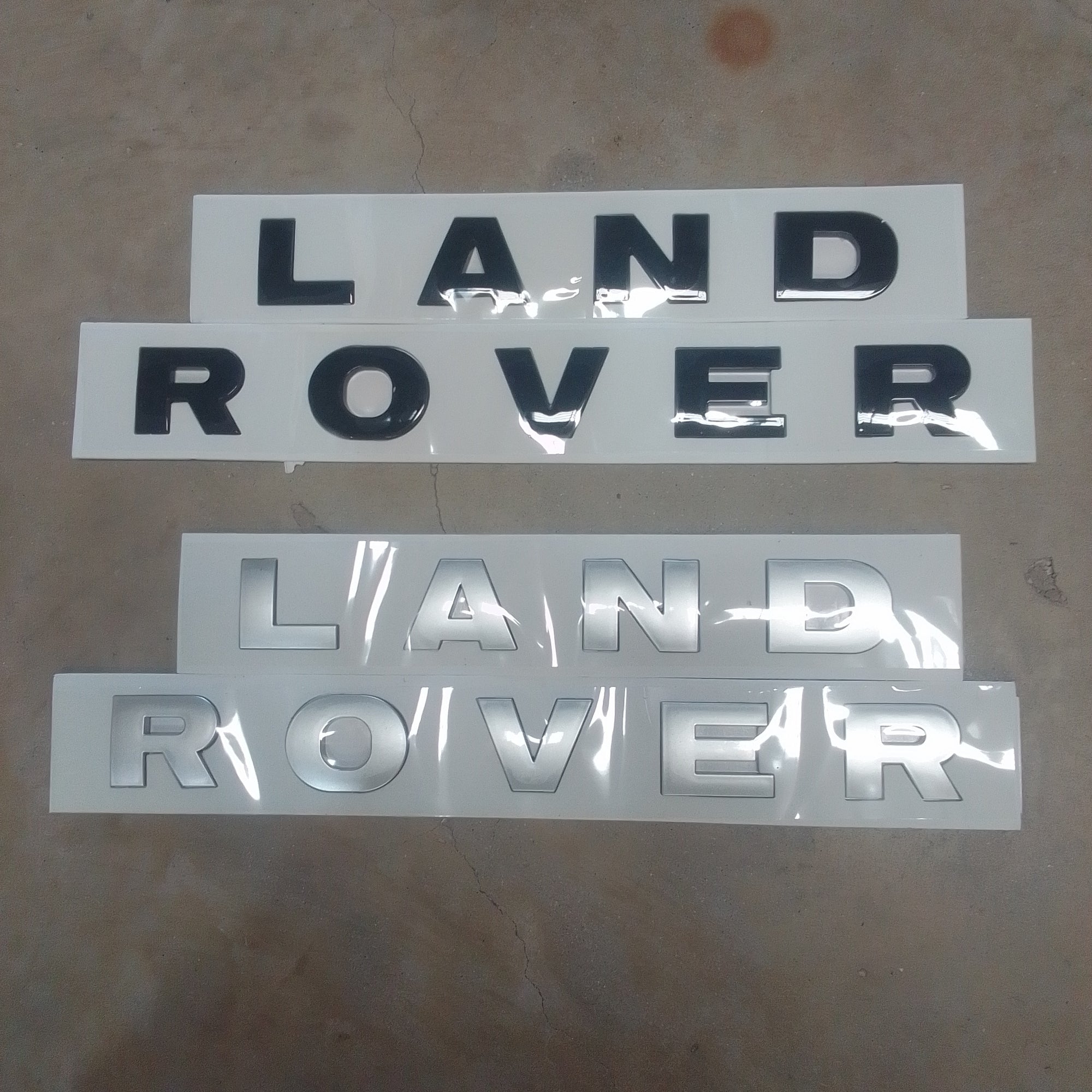Land Rover 3D Bonnet lettering with adhesive.
