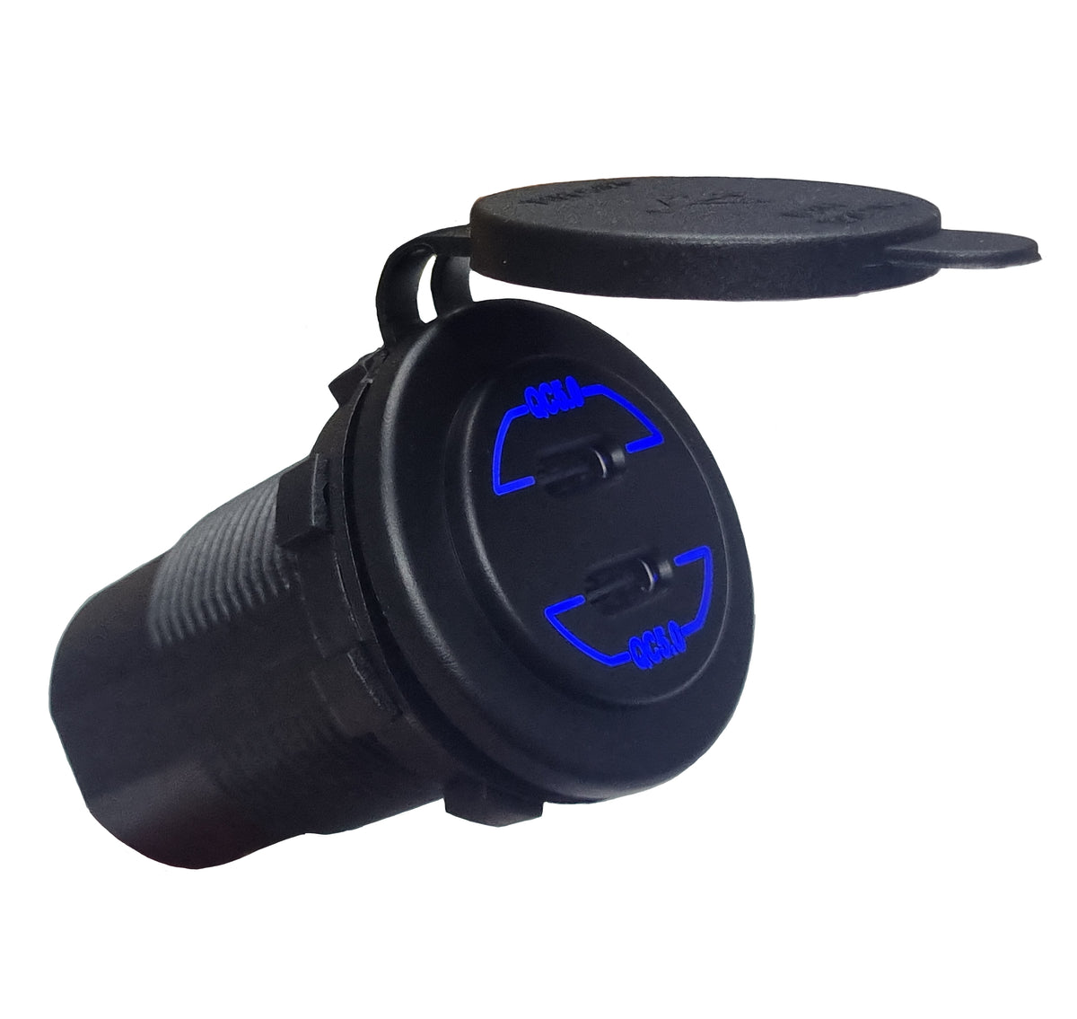 Dual QC5.0 Type-C USB Socket Charger - Blue LED