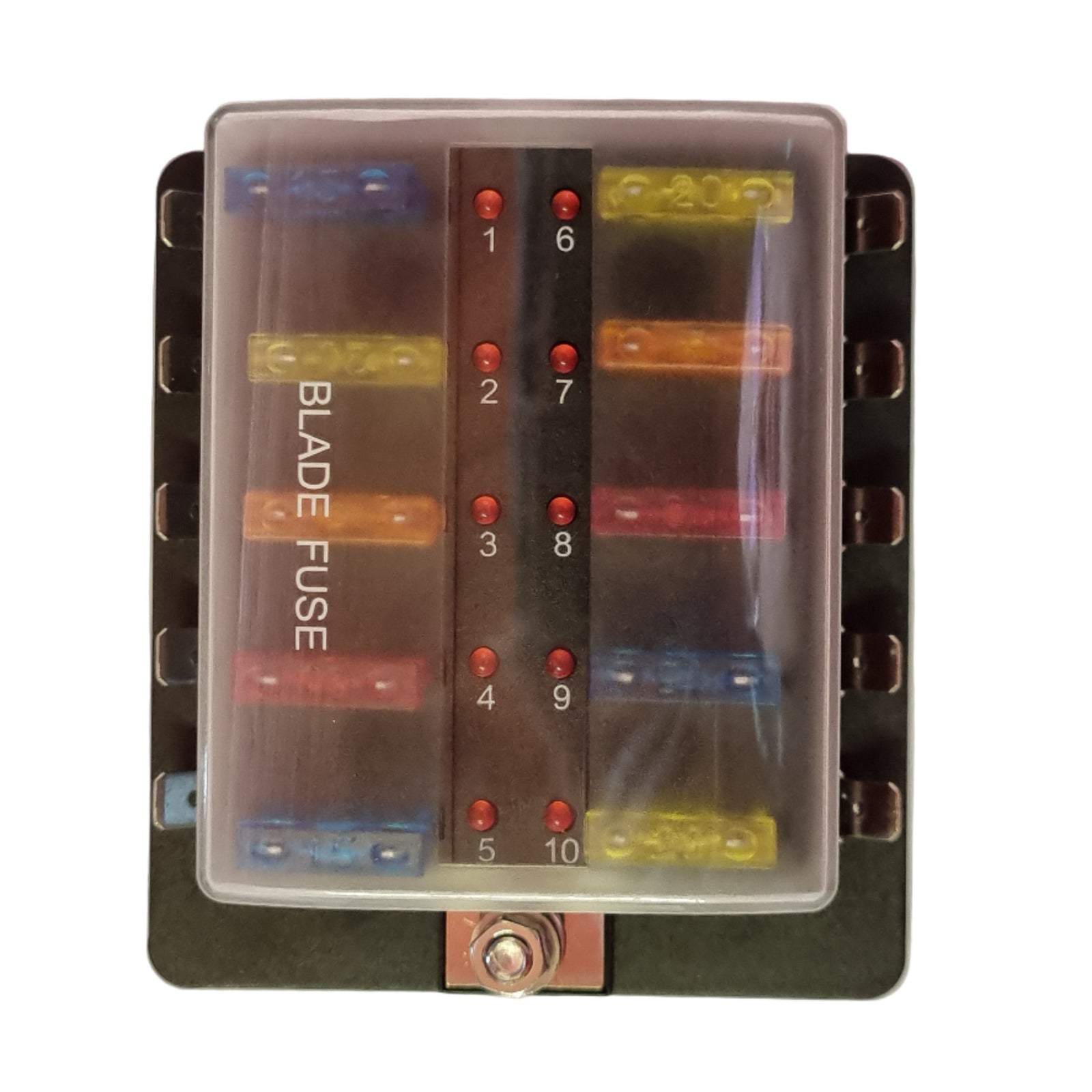 10 Way Blade Fuse Box with LED - Spade Terminal