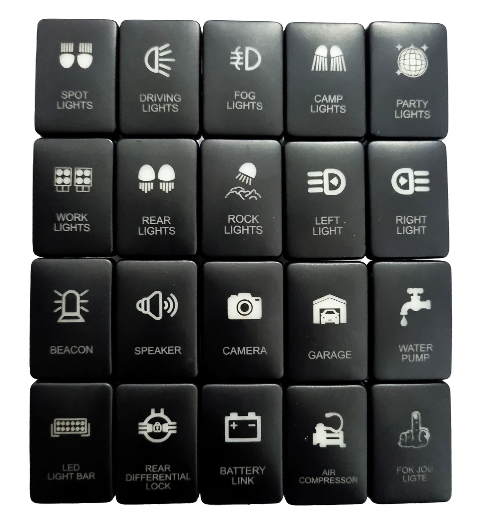 Toyota REVO Push Switch 32x20mm Blank - Optional Engraving