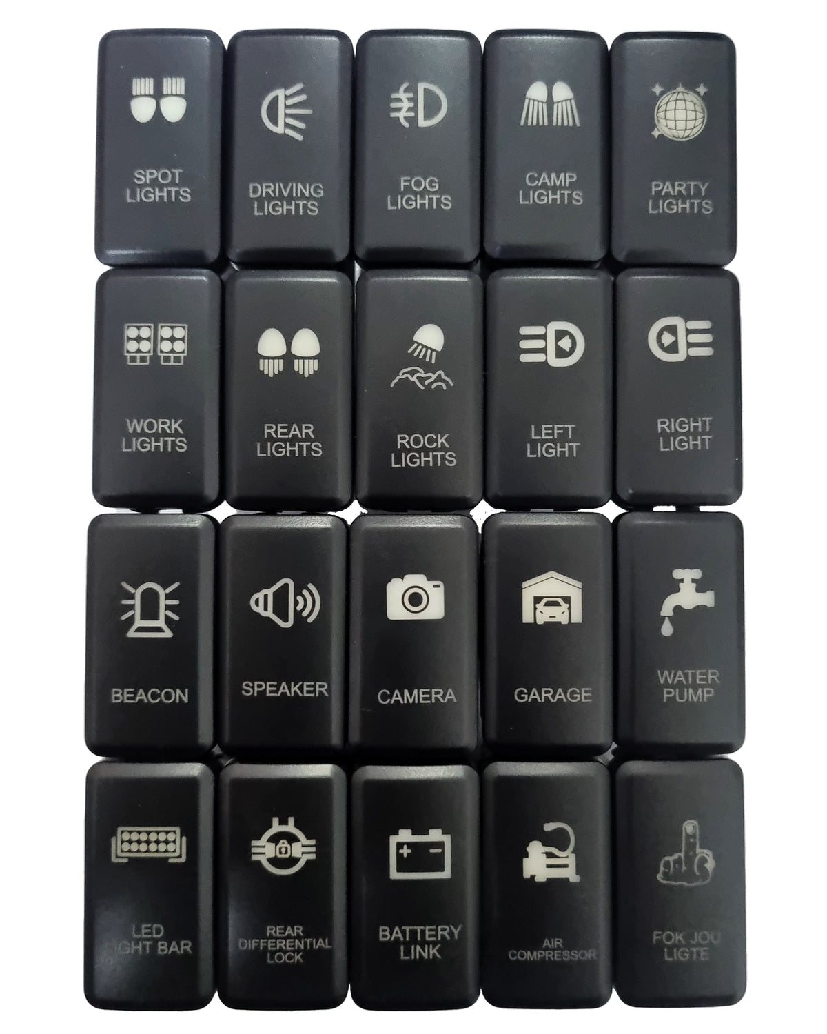 Toyota VIGO Push Switch 40x20mm Blank - Optional Pre Set Engraving