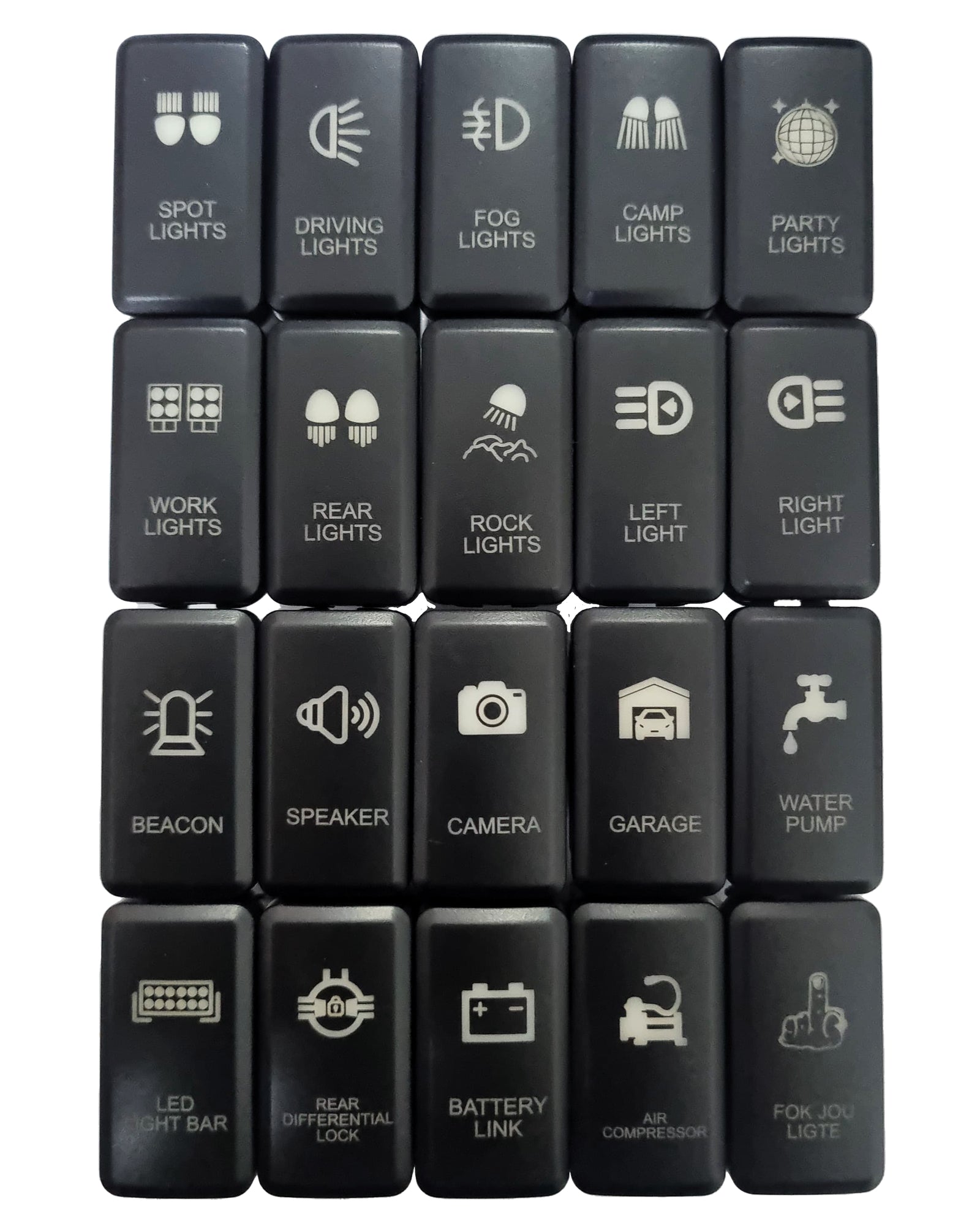 Toyota VIGO Push Switch 40x20mm Blank - Optional Pre Set Engraving