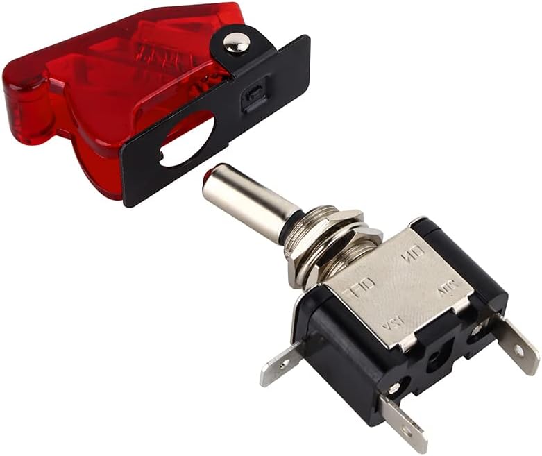 Toggle Switch with Safety - Red or Blue LED Indicator