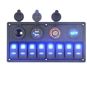 8 Gang Switch Panel With Various Sockets + Voltmeter
