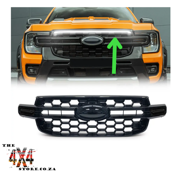 Ford Ranger Next Gen T9 (2023+)Gloss Black Grill  With Top LED