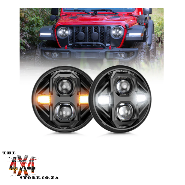 7&quot; 44 Watt Z Shape Cutoff Round LED Headlights with yellow &amp;white DRL