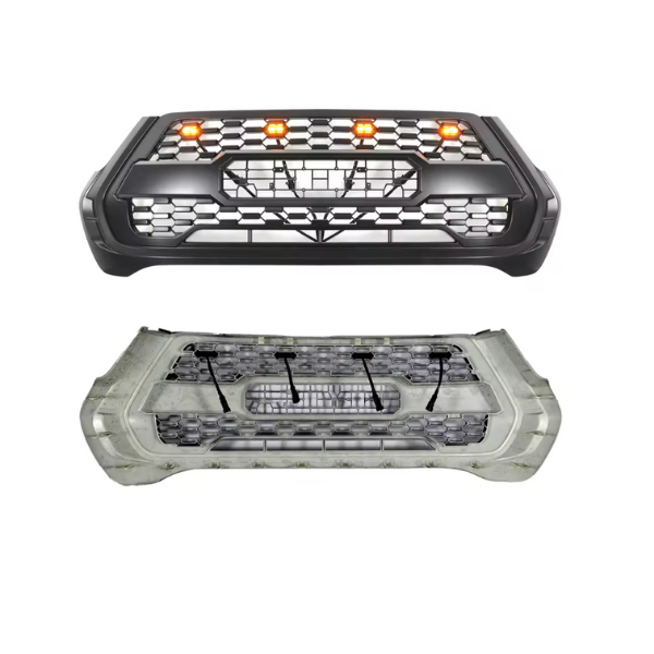 Toyota Hilux GD6 (2021) Raider Grill With Silver Lettering And Top LED Lights Matt Black