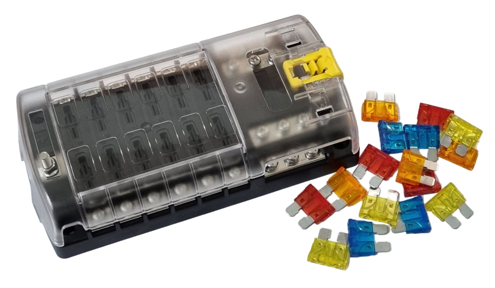 12 Way Blade Fuse Box with Negative Bar - Heavy Duty