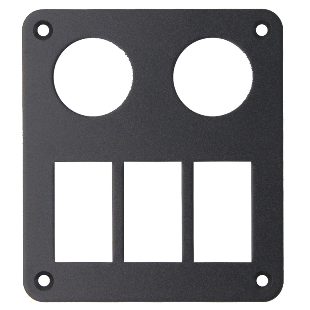 2 Gang Round Socket & 3 Gang Rocker - Blank Aluminium Panel