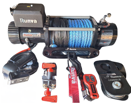 Runva 12000 lbs Winch with Synthetic Rope + 2 Remotes (Wire &amp; Wireless)