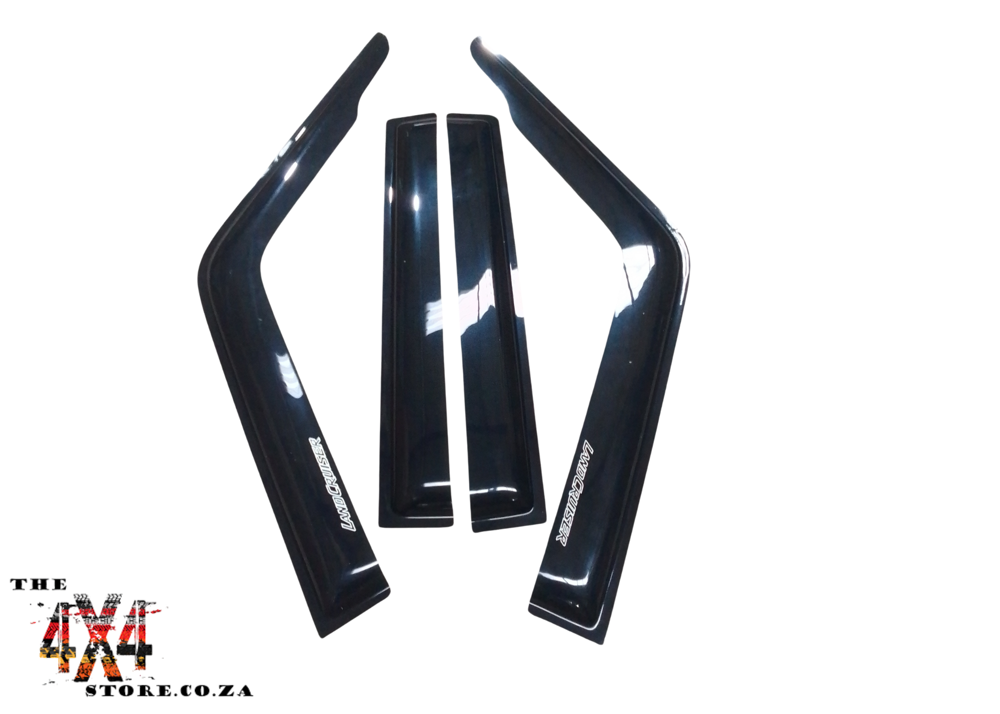 Toyota Land Cruiser 70 Series Weather Guards with Logo Gloss Black